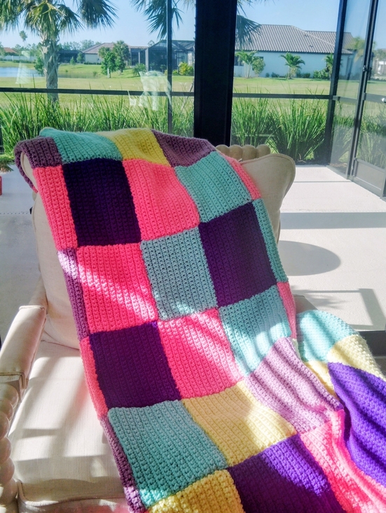 Other - Handcrafted Multicolor Colorblock Patchwork Crochet Throw Blanket